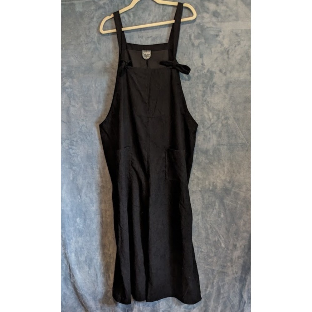 Arula Women Corduroy Overalls Size B Black Wide Leg Romper Jumpsuit Artsy Boho